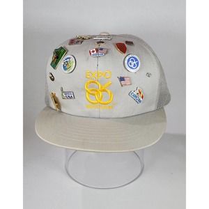Expo 86 Vancouver World Fair Official Trucker Snap Back Hat with Lots of Pins